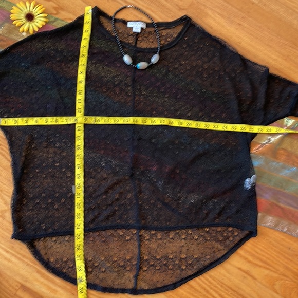 🌺 COTTON ON; Black Sheer Top/Swim Cover-Up/with Unique Design. Misses Sz. Med! - Picture 7 of 10